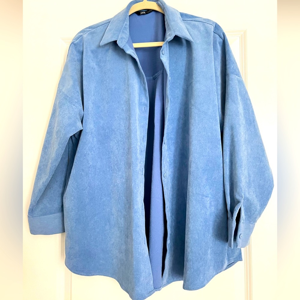 Blue button up shirt/Shacket ZARA L